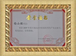 優(yōu)秀共產(chǎn)黨員榮譽(yù)證書(shū)